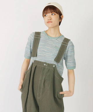 MIXワッフル5分袖リンガーTEE