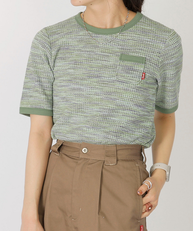 MIXワッフル5分袖リンガーTEE 詳細画像 グリーン 3