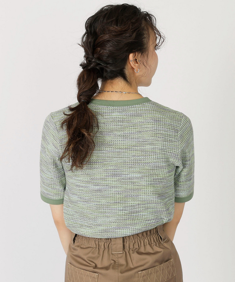 MIXワッフル5分袖リンガーTEE 詳細画像 グリーン 4