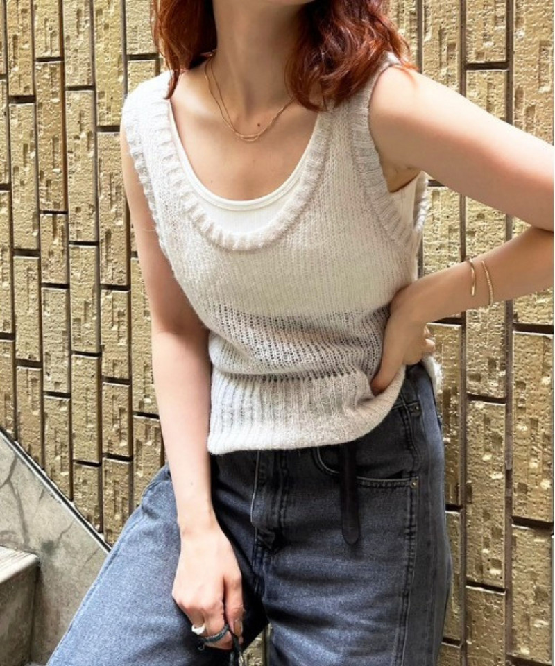 モヘアタッチシアーニットベスト 詳細画像 オフホワイト 2