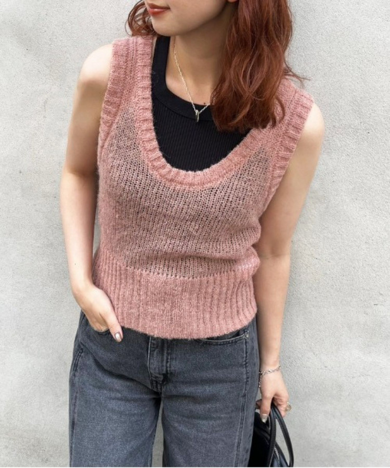 モヘアタッチシアーニットベスト 詳細画像 ピンク 2