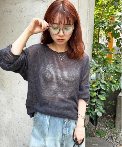 モヘアタッチシアーニットゆるプルオーバー 詳細画像