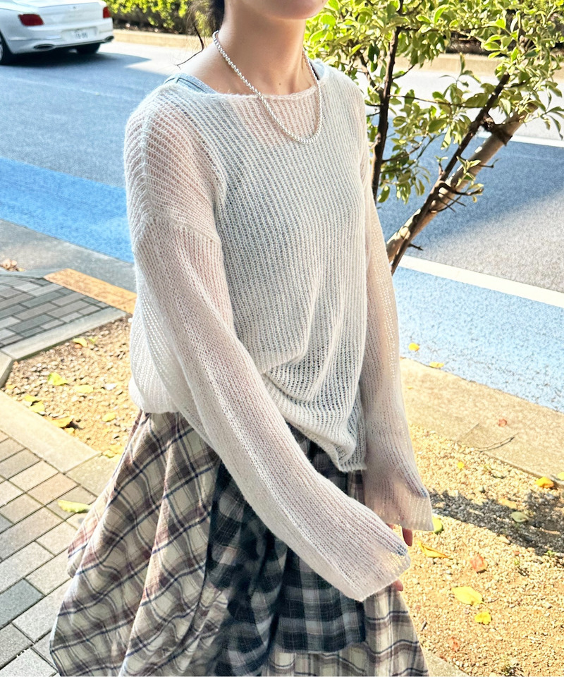 モヘアタッチシアーニットゆるプルオーバー 詳細画像 オフホワイト 1