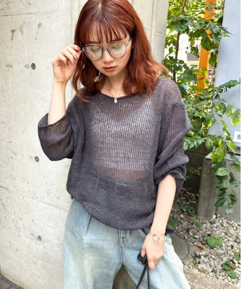 モヘアタッチシアーニットゆるプルオーバー 詳細画像 ブラック系 2