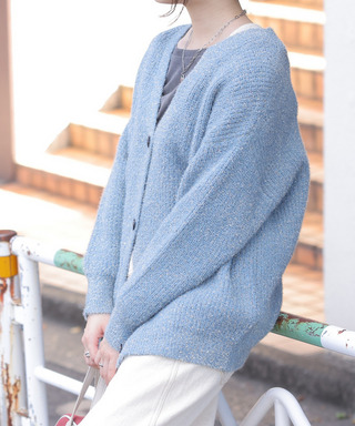 Vネックラメニットカーディガン