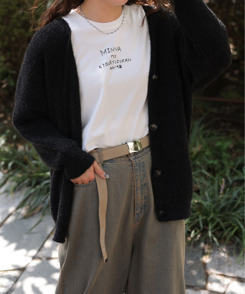 Vネックラメニットカーディガン 詳細画像 ブラック 2