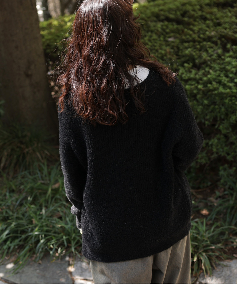Vネックラメニットカーディガン 詳細画像 ブラック 6