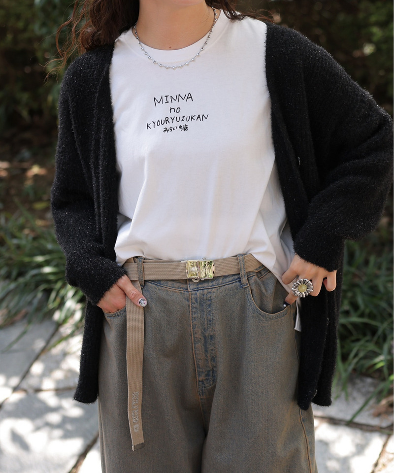 Vネックラメニットカーディガン 詳細画像 ブラック 7