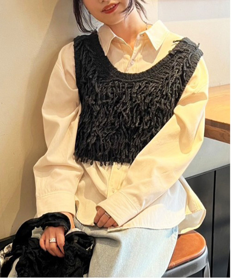 ループツイスト編みニットベスト 詳細画像 ブラック系 5