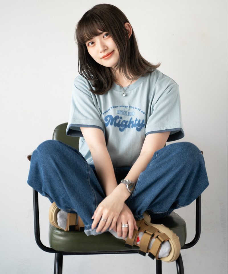 フロッキーロゴプリントTEE 詳細画像 ブルー 1