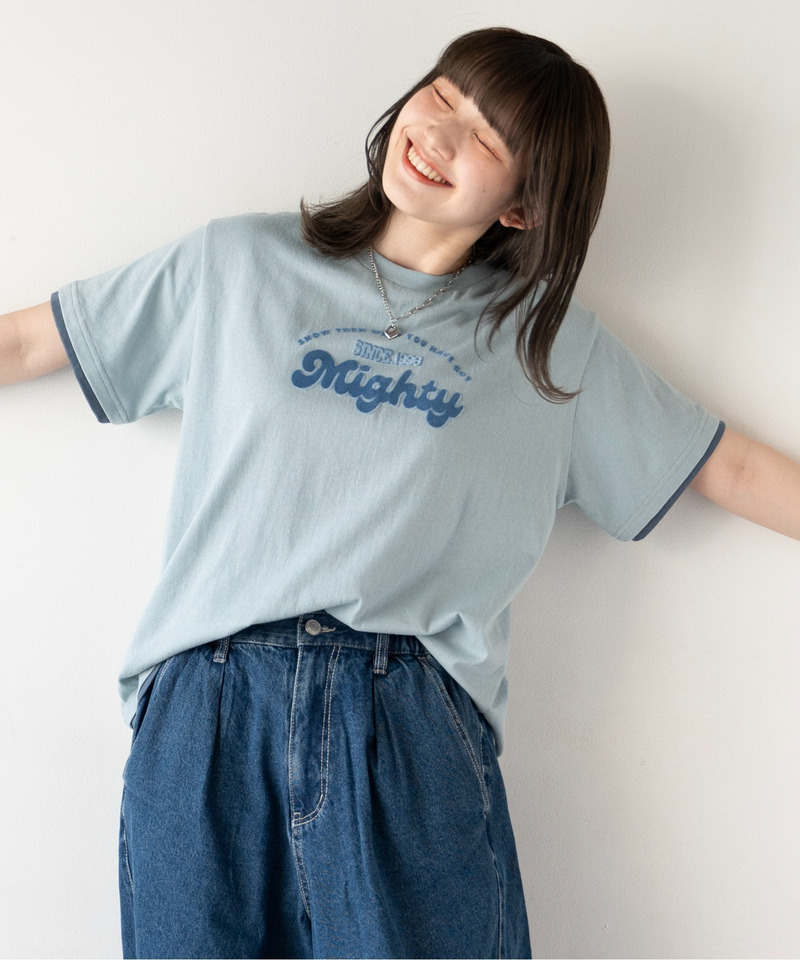 フロッキーロゴプリントTEE 詳細画像 ブルー 2