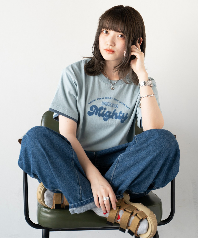 フロッキーロゴプリントTEE 詳細画像 ブルー 4