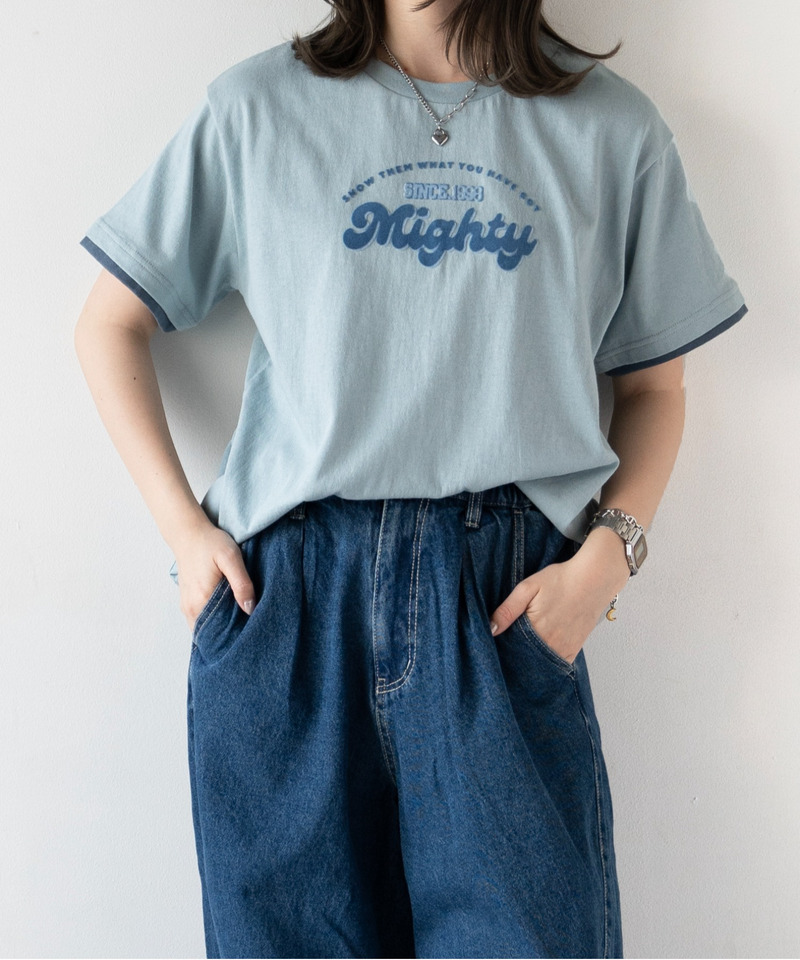 フロッキーロゴプリントTEE 詳細画像 ブルー 5