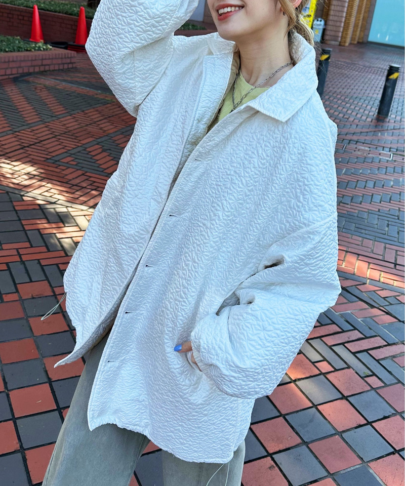 2WAYフラワーエンボスコート 詳細画像 オフホワイト 10