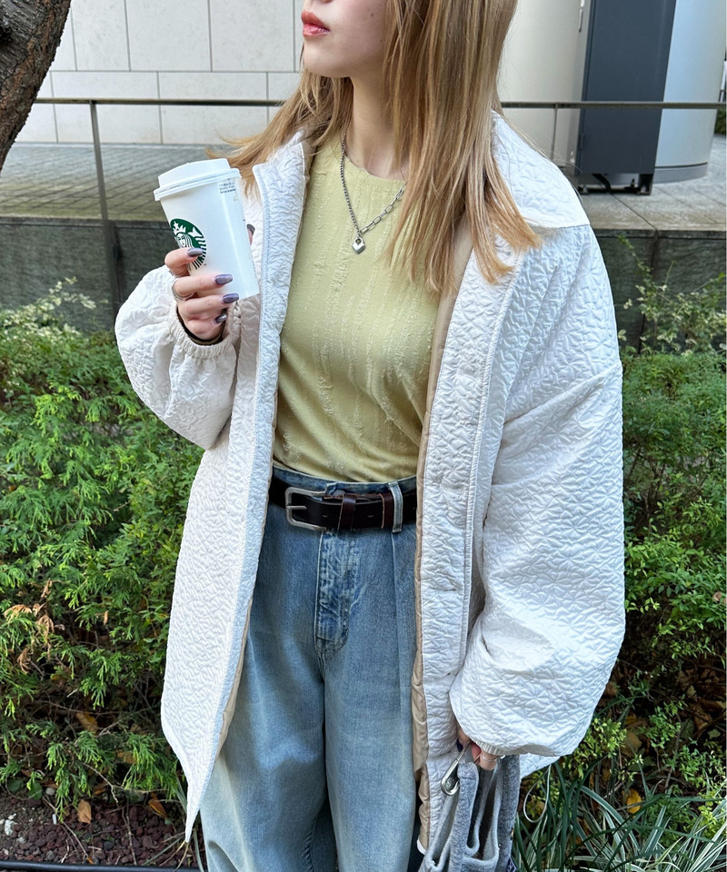 2WAYフラワーエンボスコート 詳細画像 オフホワイト 2