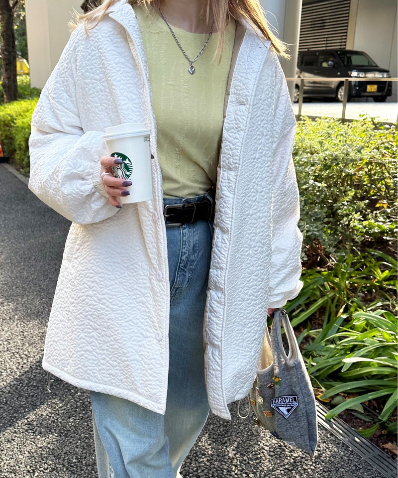 2WAYフラワーエンボスコート 詳細画像 オフホワイト 4