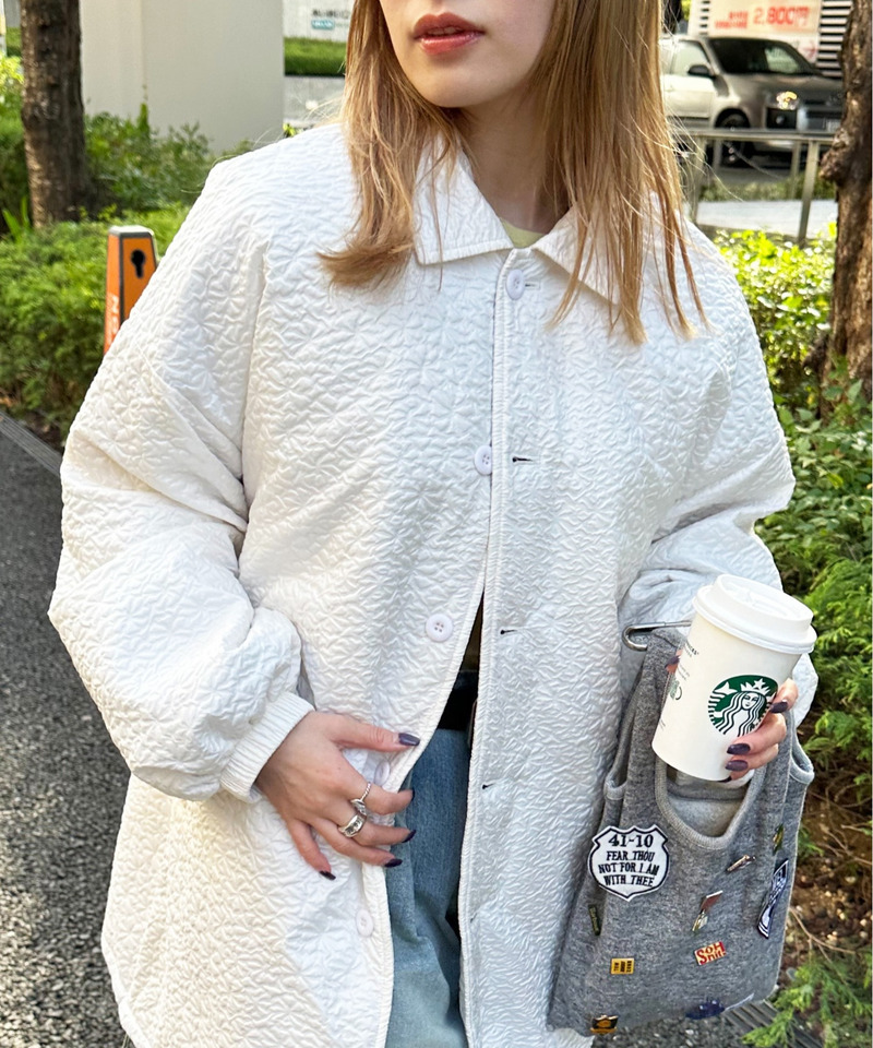 2WAYフラワーエンボスコート 詳細画像 オフホワイト 5