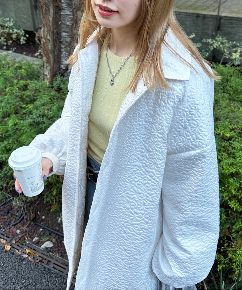 2WAYフラワーエンボスコート 詳細画像 オフホワイト 8