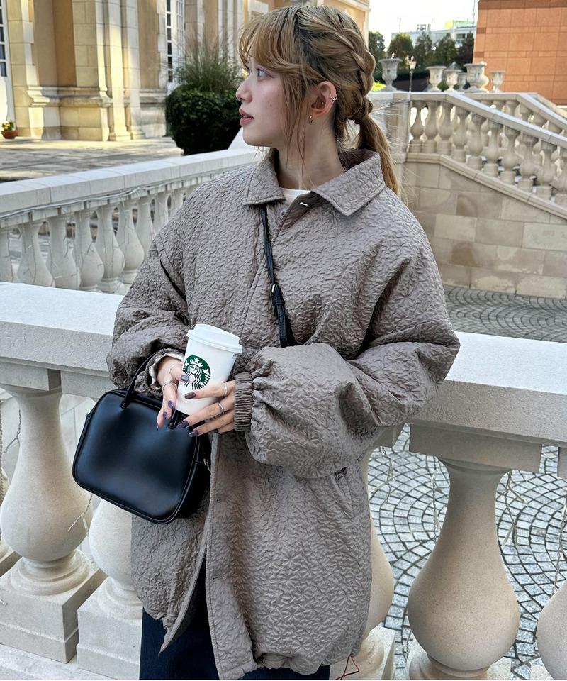 2WAYフラワーエンボスコート 詳細画像 カーキ 2