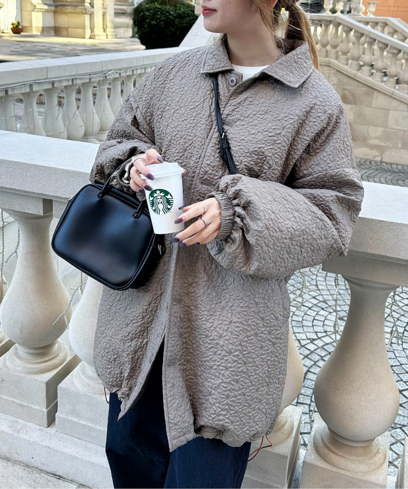 2WAYフラワーエンボスコート 詳細画像 カーキ 3