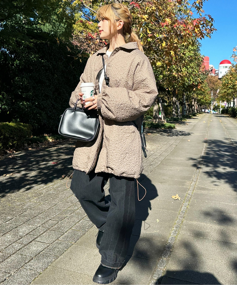 2WAYフラワーエンボスコート 詳細画像 カーキ 4