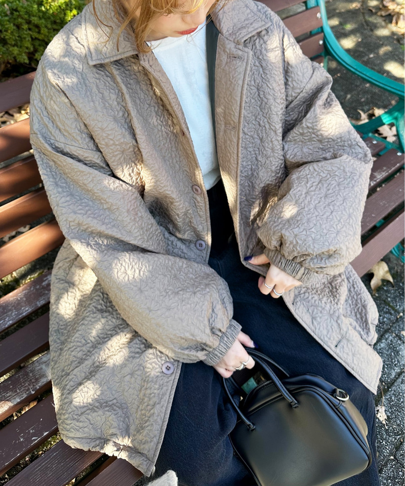 2WAYフラワーエンボスコート 詳細画像 カーキ 6