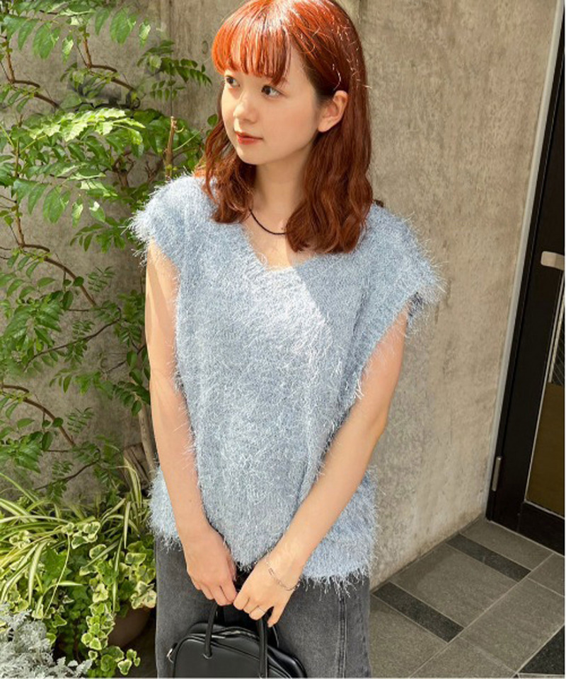 フェザーVネックベスト 詳細画像 ブルー 2