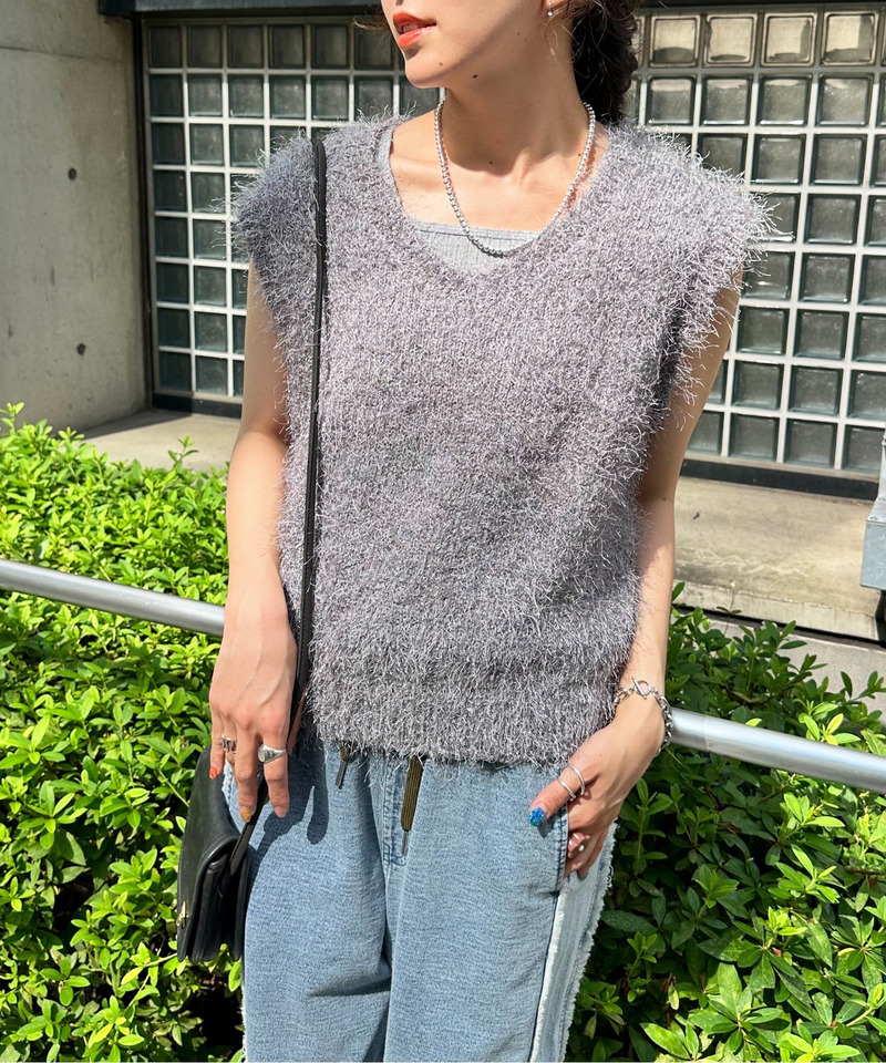 フェザーVネックベスト 詳細画像 グレー 2