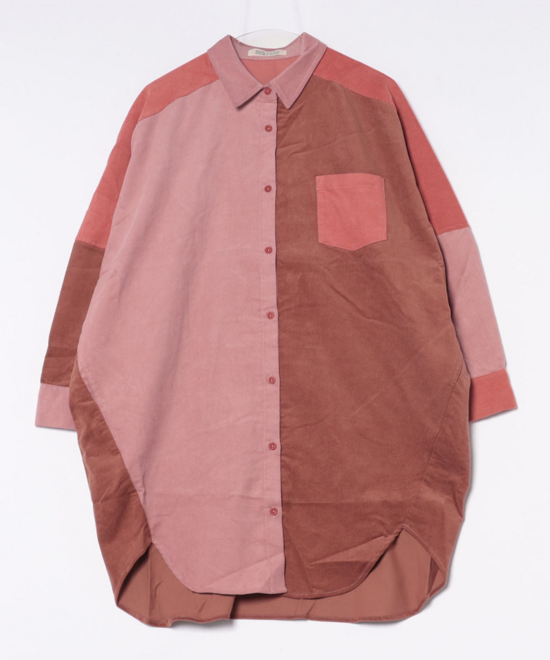 コーデュロイBACK刺しゅうシャツワンピース 詳細画像 ピンク系 2