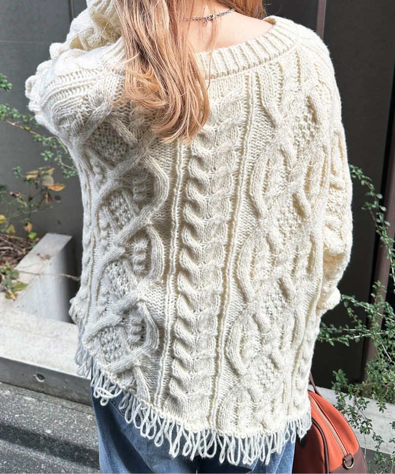 前後2WAYフリンジニットプルオーバー 詳細画像 オフホワイト 7