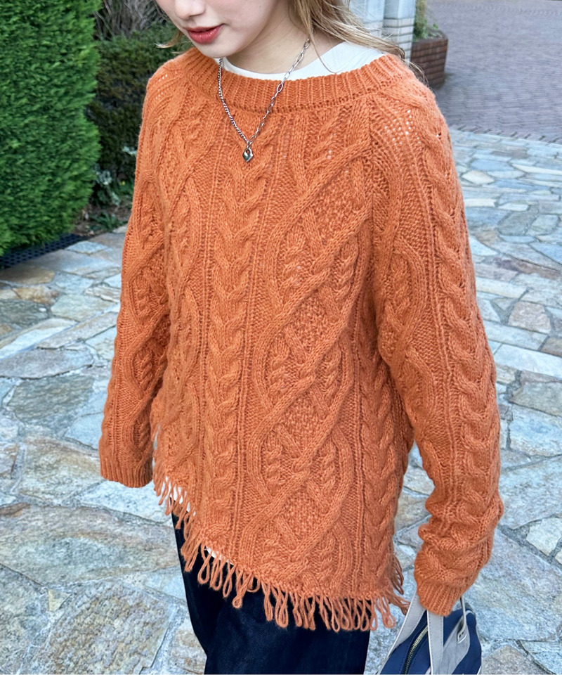 前後2WAYフリンジニットプルオーバー 詳細画像 オレンジ 3