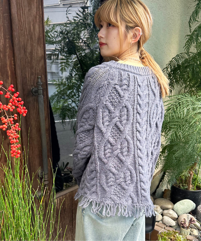 前後2WAYフリンジニットプルオーバー 詳細画像 ブラック系 4