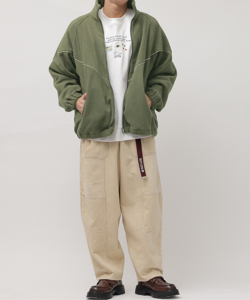 ラメパイピングフリースブルゾン 詳細画像 カーキ 3