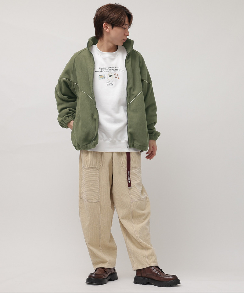 ラメパイピングフリースブルゾン 詳細画像 カーキ 4