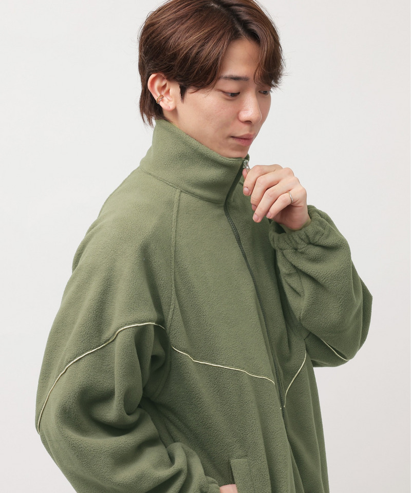 ラメパイピングフリースブルゾン 詳細画像 カーキ 5