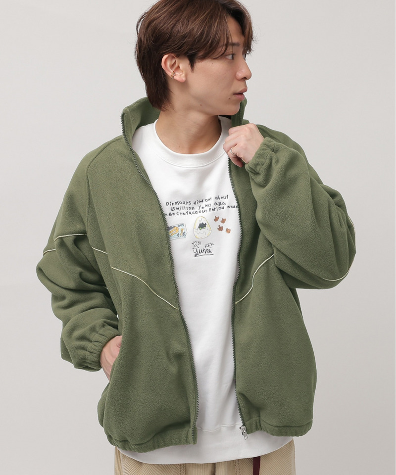 ラメパイピングフリースブルゾン 詳細画像 カーキ 6