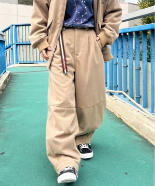 ワイドテーパードメルトンパンツ