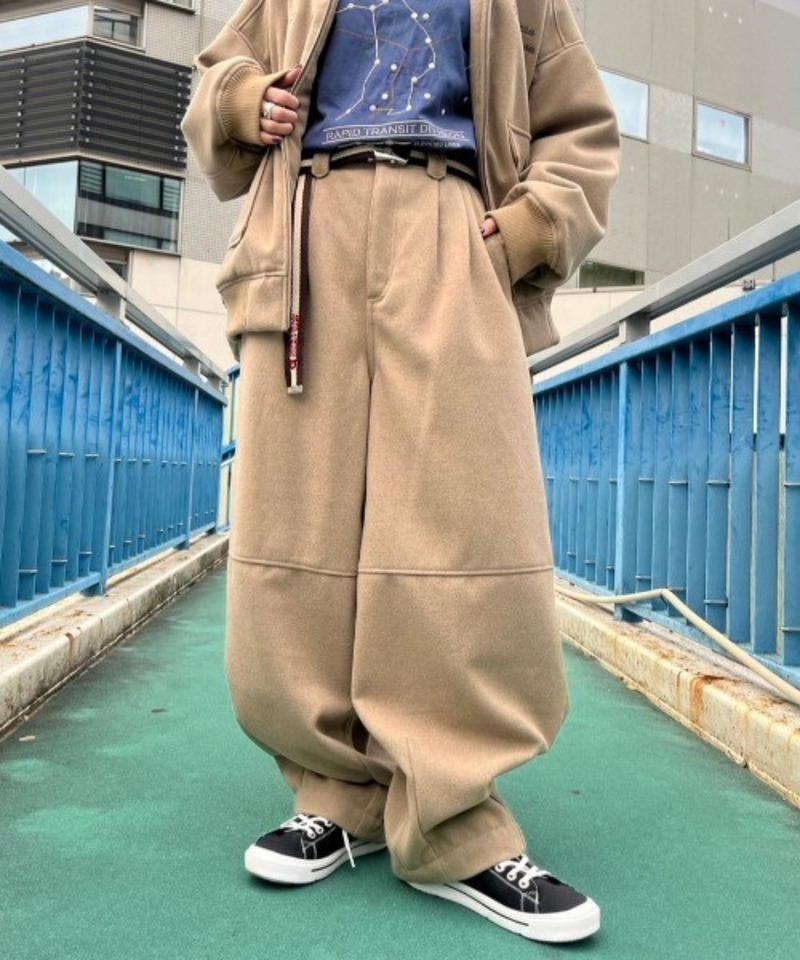 ワイドテーパードメルトンパンツ 詳細画像 ブラウン 2