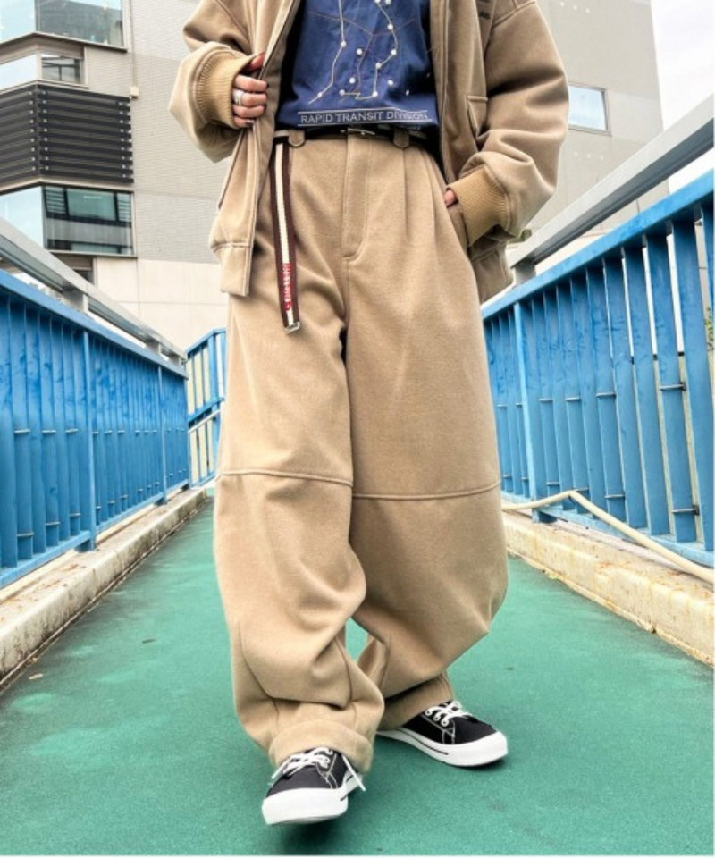 ワイドテーパードメルトンパンツ 詳細画像 ブラウン 3