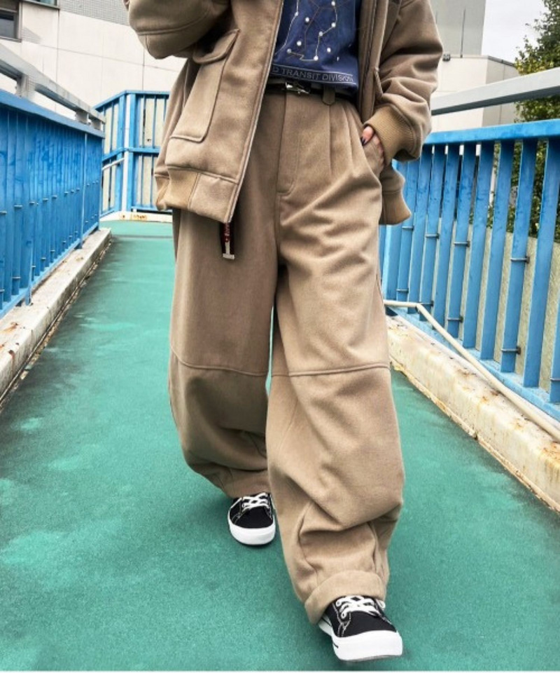 ワイドテーパードメルトンパンツ 詳細画像 ブラウン 4