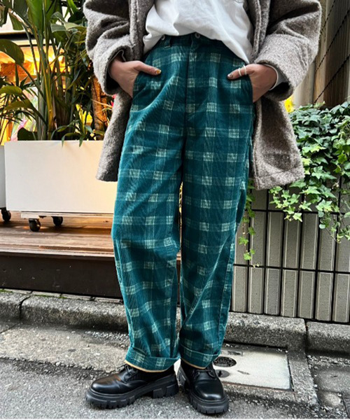 コーデュロイチェックプリントボーイズパンツ