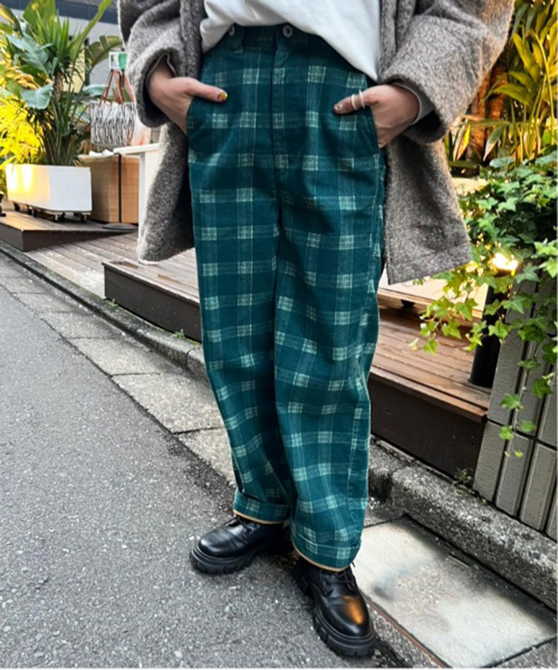 コーデュロイチェックプリントボーイズパンツ 詳細画像 グリーン 2
