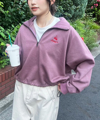 ラグランラメハーフZIPプルオーバー