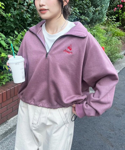 ラグランラメハーフZIPプルオーバー
