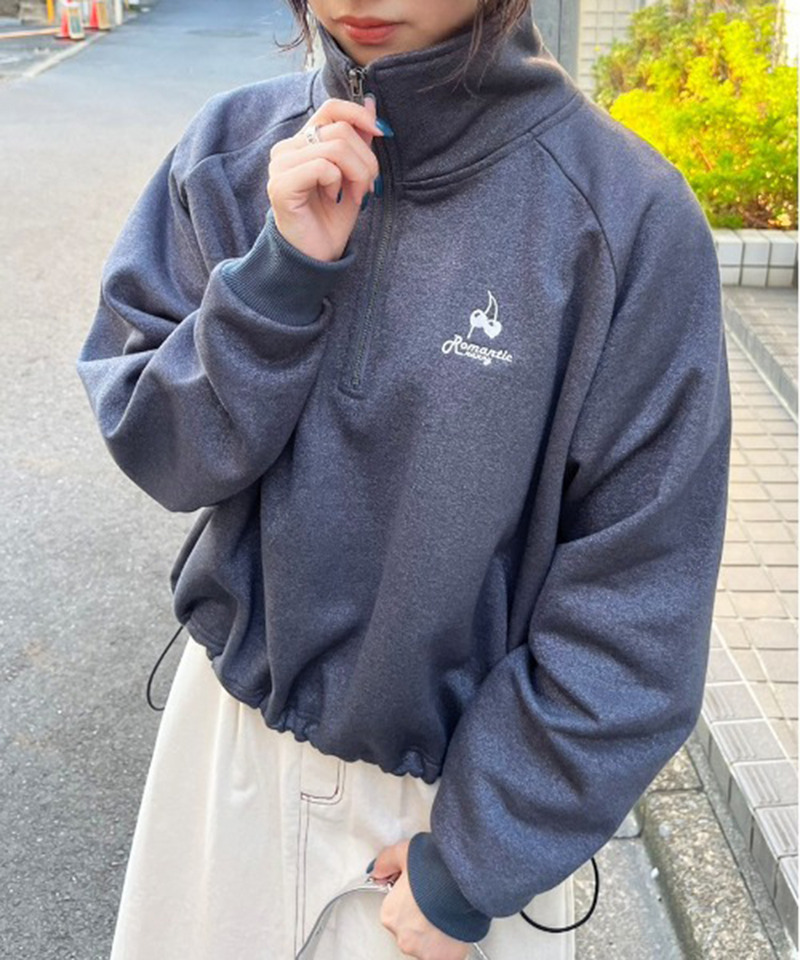 ラグランラメハーフZIPプルオーバー 詳細画像 ブラック系 2