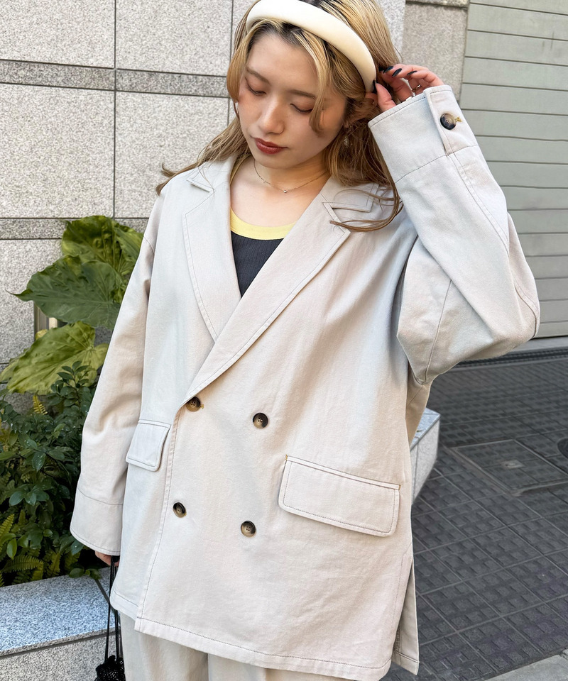 ダブルボタンゆるジャケット 詳細画像 ベージュ 1