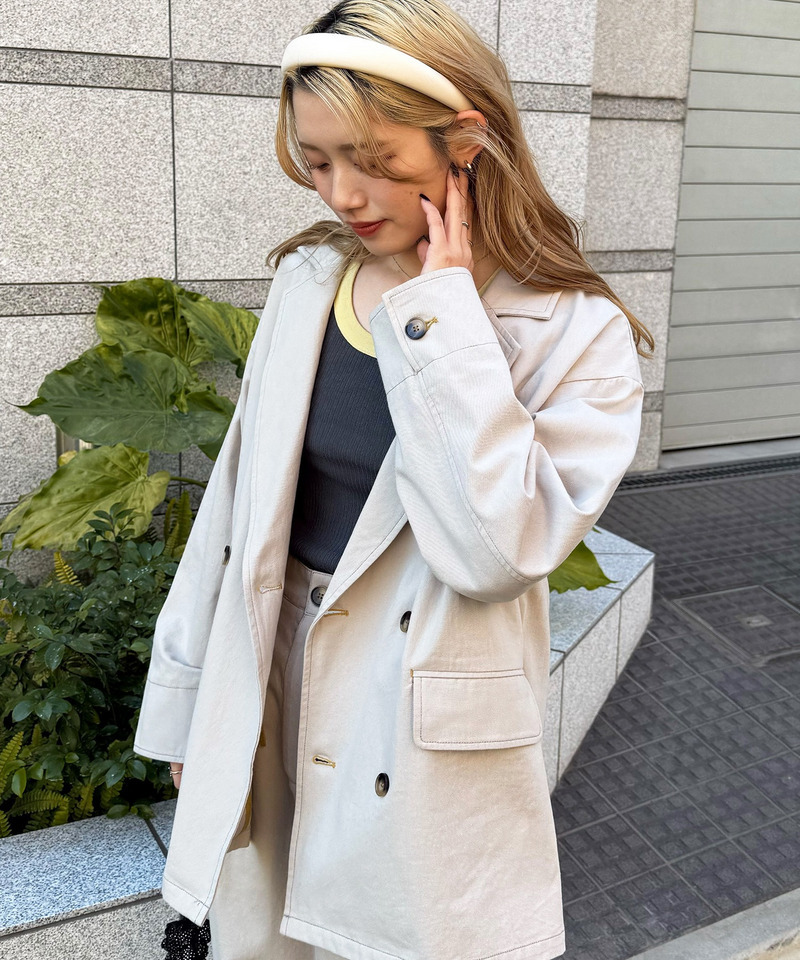 ダブルボタンゆるジャケット 詳細画像 ベージュ 2