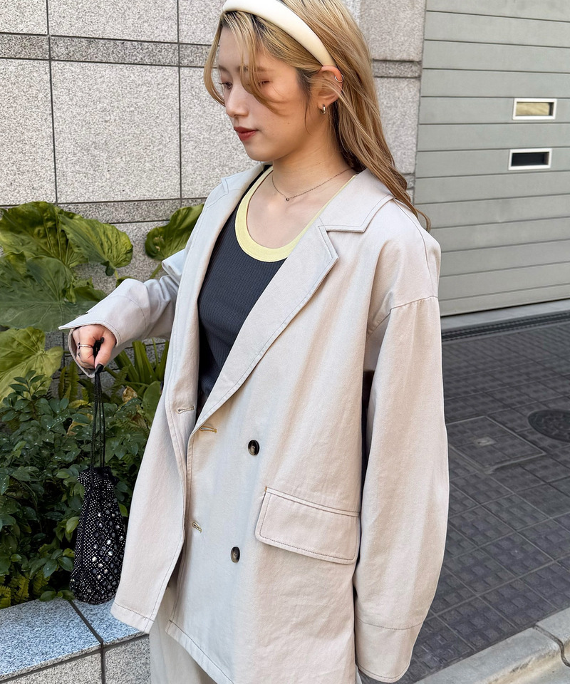 ダブルボタンゆるジャケット 詳細画像 ベージュ 3