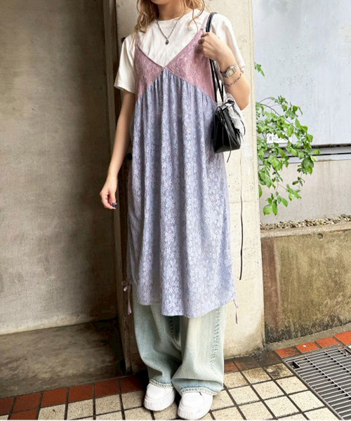 ドロストフラワーレースキャミワンピース 詳細画像