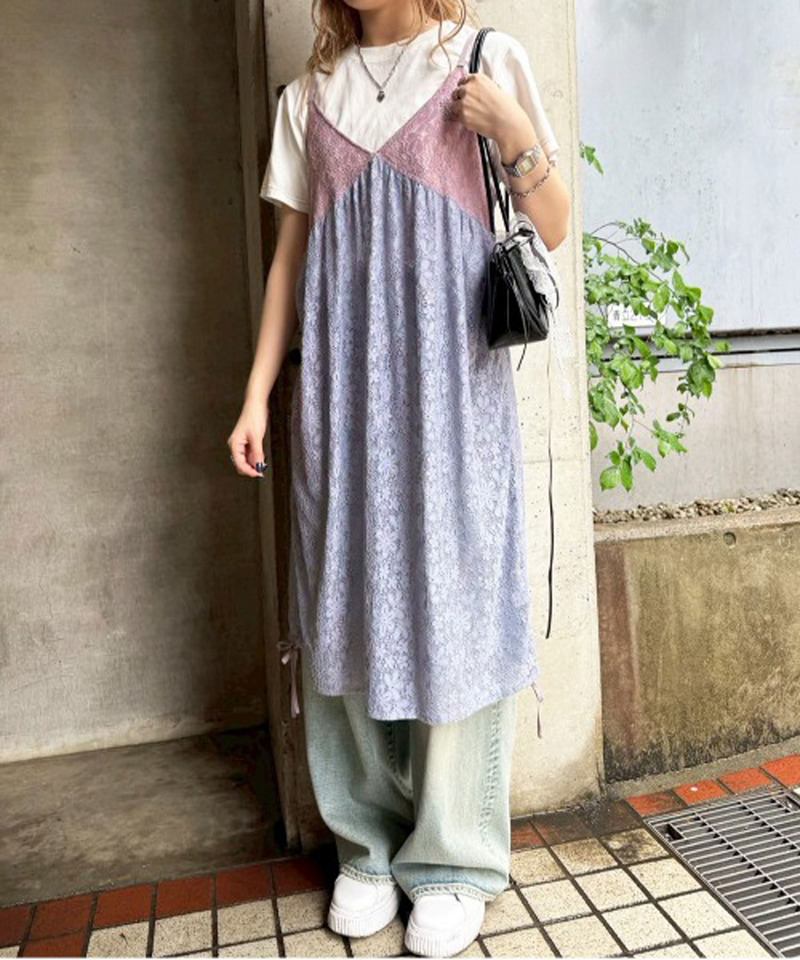 ドロストフラワーレースキャミワンピース 詳細画像 パープル系 1